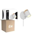 Flerpack 6x D'Lite Vägglampa Beitem Matt Vit FSC Trä | Passande För 1x GU10
